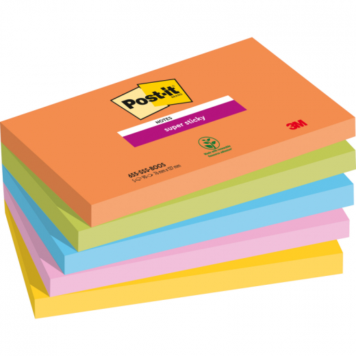 Post-it Haftnotiz Super Sticky 127x76mm 90Blatt 5St., - 481553