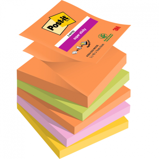 Post-it Haftnotiz Super Sticky R330-5SS-BOOS 76x76mm 5x90Bl, - 481554