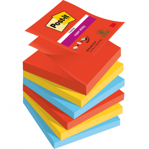 Post-it Haftnotiz Super Sticky 76x76mm 90Blatt 6St., - 481555