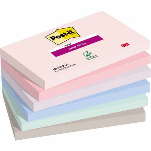 Post-it Haftnotiz Super Sticky Notes 655-6SS-SOUL 127x76mm 6x90Bl, - 481568