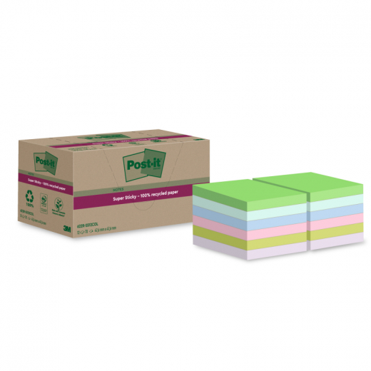 Post-it Haftnotiz Super Sticky  622 RSS12COL sort 12St, - 481599