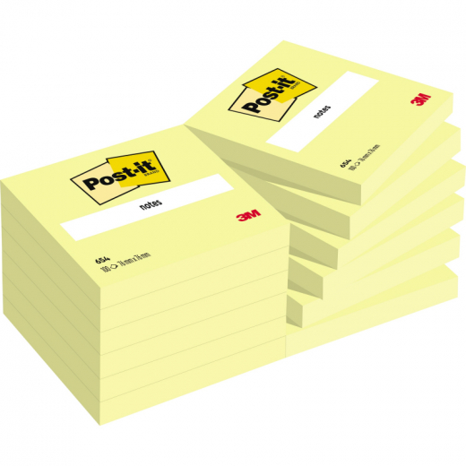 Post-it Haftnotiz Notes 654 CY  76x76mm ge 12x100Bl,