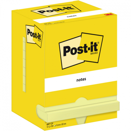 Post-it Haftnotiz Notes 657 CY  76x102mm ge 12x100Bl,