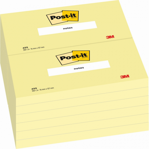 Post-it Haftnotiz Notes 655 CY  127x76mm ge 12x100Bl, - 481615