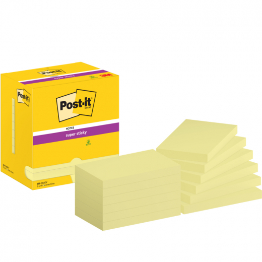 Post-it Haftnotiz Super Sticky  655-12SSCY 127x76mm ge 12x90Bl, - 481622