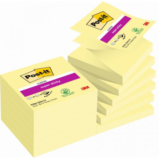 Post-it Haftnotiz Super Sticky R330-12SS-CY 76x76mm ge 12x90Bl, - 481627