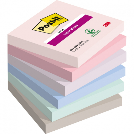 Post-it Haftnotiz Super Sticky Notes 654-6SS-SOUL 76x76mm 6St, - MMM6546SSSOUL