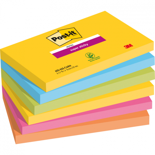 Post-it Haftnotiz Super Sticky  655-6SS-CARN 127x76mm 6St., - MMM6556SR