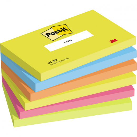 Post-it Haftnotiz Notes  655-TFEN 127x76mm sort 6x100Bl, - MMM655TFEN