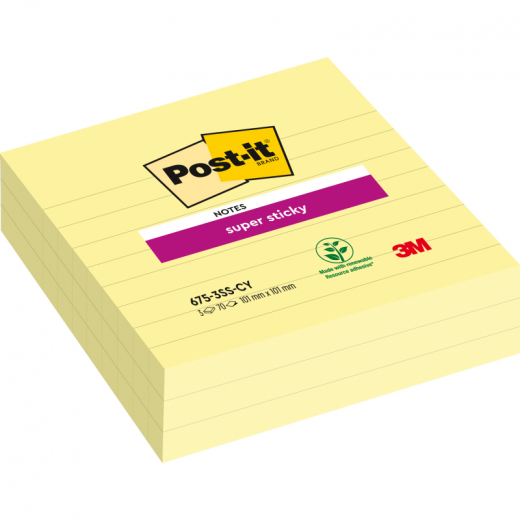 Post-it Haftnotiz Super Sticky  Notes 101x101mm lin ge, - MMM6753SCY