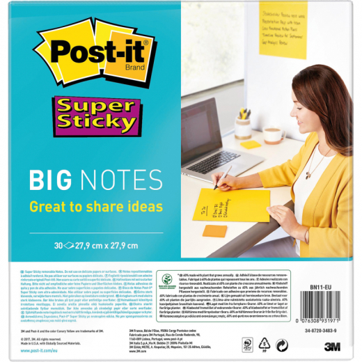 Post-it Haftnotiz Super Sticky Big Notes BN11-EU 279mmx279mm ge,