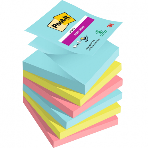 Post-it Haftnotiz Super Sticky Z-Notes R330-6SS-COS 76x76mm sort, - MMMR3306SMI