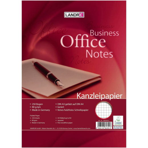 Landre Kanzleipapier 100050619 DIN A4 70g kariert 250 Bl./Pack., - 5400247