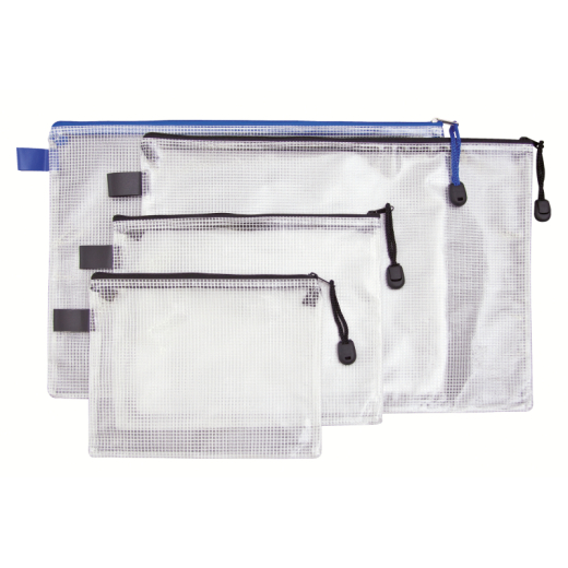 Reißverschlussbeutel DIN A6 PVC schwarz, - 126666390