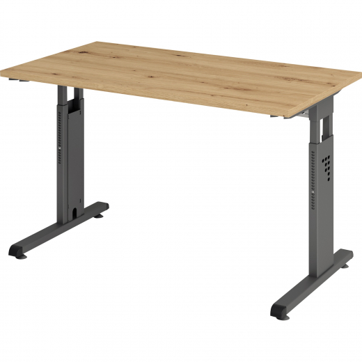 Hammerbacher Schreibtisch VOS612/R/G C-Fuß 120x67cm eiche/gr, - 344916638