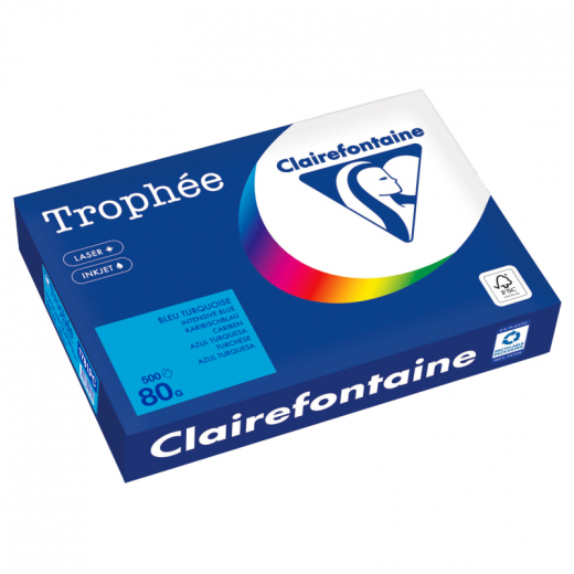 Clairefontaine Kopierpapier 1781PC A4 80g karibikblau 500Bl, - CLA1781PC