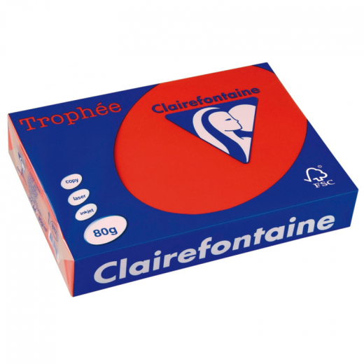 Clairefontaine Kopierpapier 1782C A4 80g kirschrot 500Bl., - CLA1782C