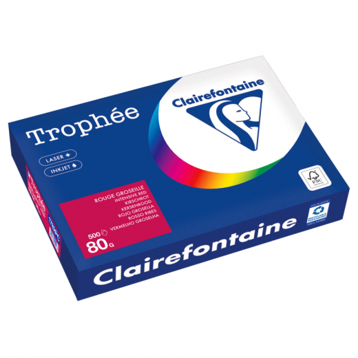 Clairefontaine Kopierpapier 1782PC A4 80g kirschrot 500Bl, - CLA1782PC