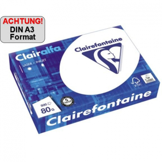 Clairefontaine Multifunktionspapier 1969C A3 80g ws 500 Bl./Pack., - CLA1969C