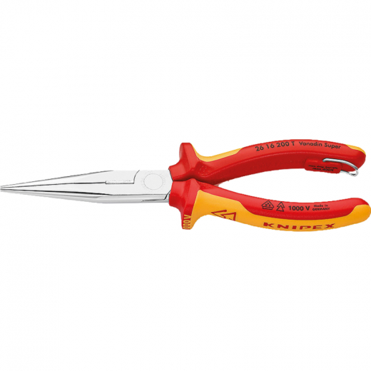 KNIPEX Flachrundzange 26 16 200 DIN ISO5745 VDE 200mm ger. fl-rd lg, - 247848