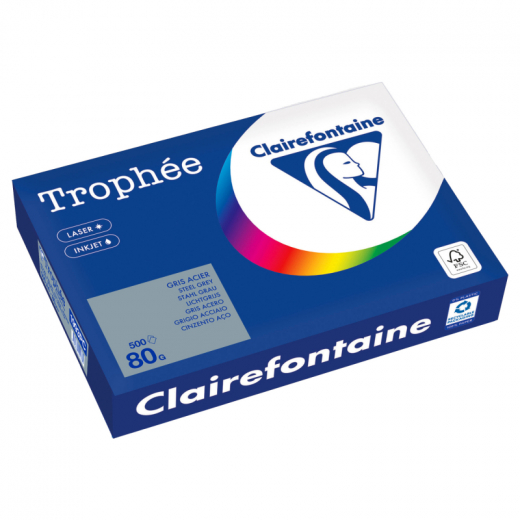 Clairefontaine Kopierpapier 1993PC A4 80g stahlgrau 500Bl, - CLA1993PC