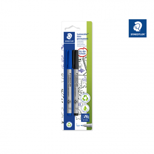 STAEDTLER Folienstift Lumocolor 316 ASBK2D F nonperm sort. 2St., - 411385