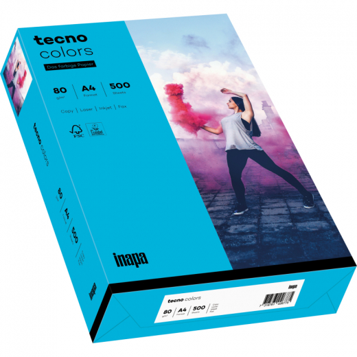 inapa tecno Kopierpapier Colors 2100011390 A4 80g blau 500Bl., - INA88324420