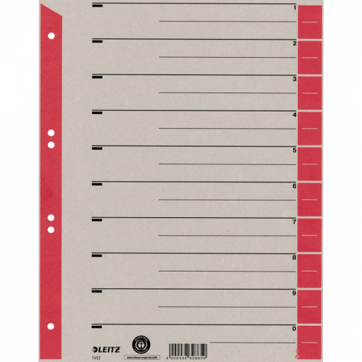 Leitz Trennblatt 16523025 DIN A4 Karton Tab rot 25 St./Pack., - 308564015