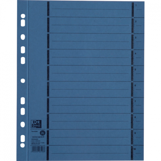 Oxford Trennblatt 400004665 DIN A4 250g Karton blau 100 St./Pack.,