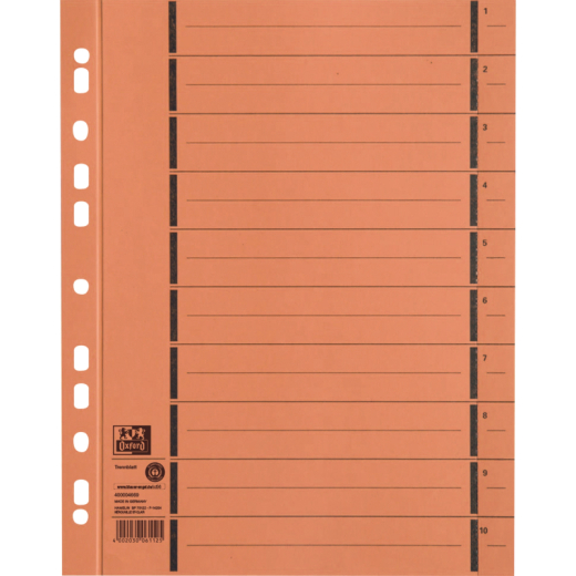 Oxford Trennblatt 400004669 DIN A4 250g Karton orange 100 St./Pack., - 61506456