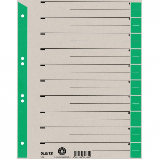 Leitz Trennblatt 16520055 DIN A4 230g Karton grün 100 St./Pack.,