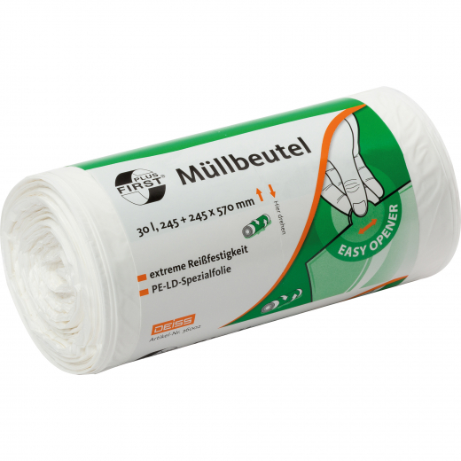 FIRST Müllbeutel 36005 LDPE 305+305x850mm 70l ws 50St, - 445012501