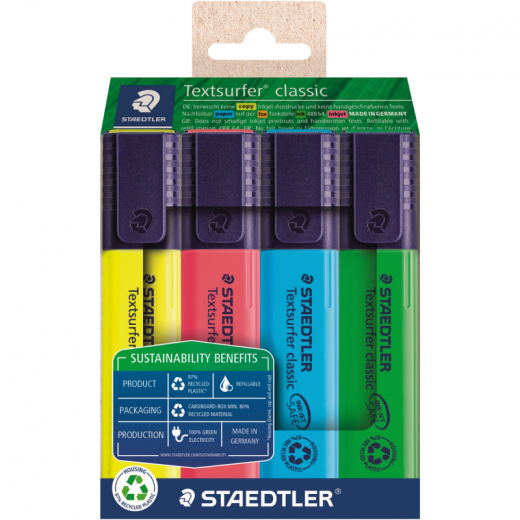 STAEDTLER Textmarker Textsurfer 364 RC4 sort. 4St., - 660516