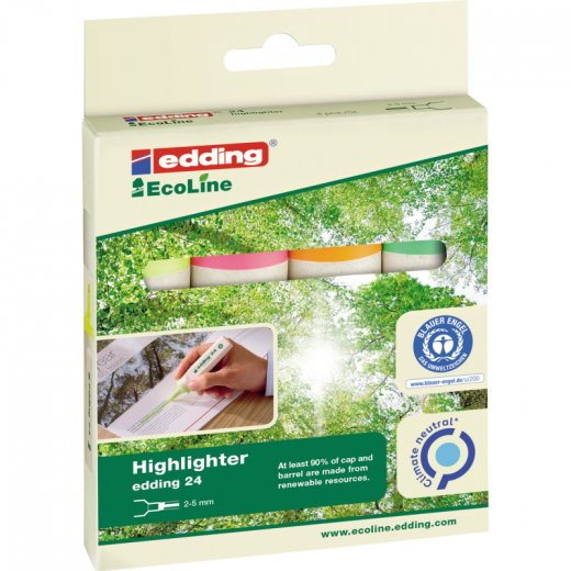 edding Textmarker Highlighter 24 EcoLine 4-24-4 sortiert 4 St./Pack., - EDD244SO