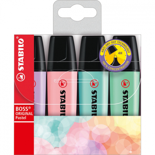 STABILO Textmarker BOSS ORIGINAL 70/4-2 Pastel 4 St./Pack.,