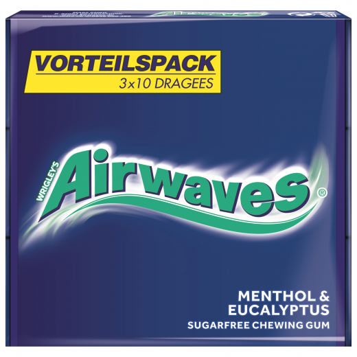 AIRWAVES Kaugummi 380105 Menthol & Eukalyptus 3x10St., - 492170300