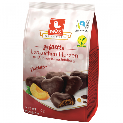 Weiss Gebäck Lebkuchen Herzen Zartbitter 27941 gefüllt 150g,