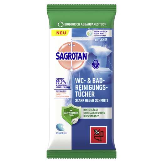 Sagrotan WC-Reinigungstuch 3256956 60St., - 495060300