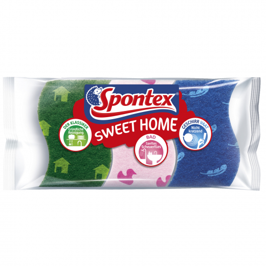 Spontex Schwamm-Set Sweet Home 19500017 sort. 3St., - 496058999