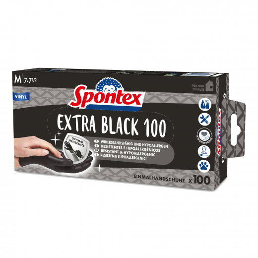 Spontex Handschuh Extra Black 12933017 Gr.07 sw 100St., - 496060307