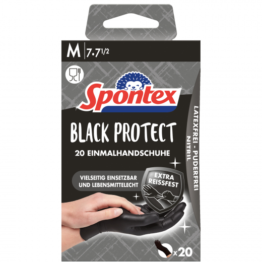 Spontex Handschuh Black Protect 12969087 Gr.07 sw 20St., - 496060807