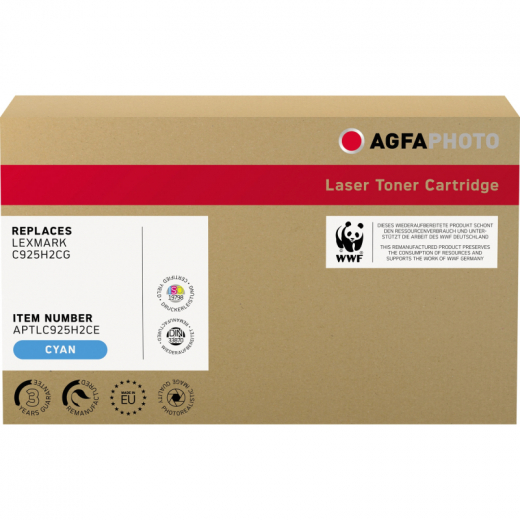 AgfaPhoto Toner APTLC925H2CE wie Lexmark C925H2CG cyan,