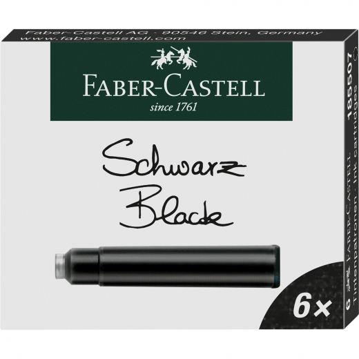 Faber-Castell Tintenpatronen 185507 Standard schwarz 6 St./Pack, - 505060023