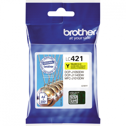 Brother Tintenpatrone LC421Y 200Seiten gelb, - BROLC421Y