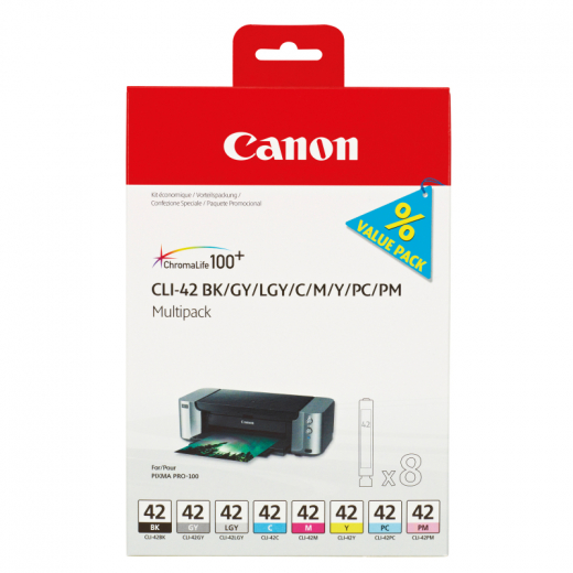 Canon Tintenpatrone 6384B010 CLI42 sw/c/m/g/fc/fm/gr 8 St./Pack.,