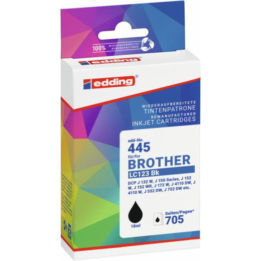 edding Tintenpatrone 18-445-01 wie Brother LC123 sw, - 101054790