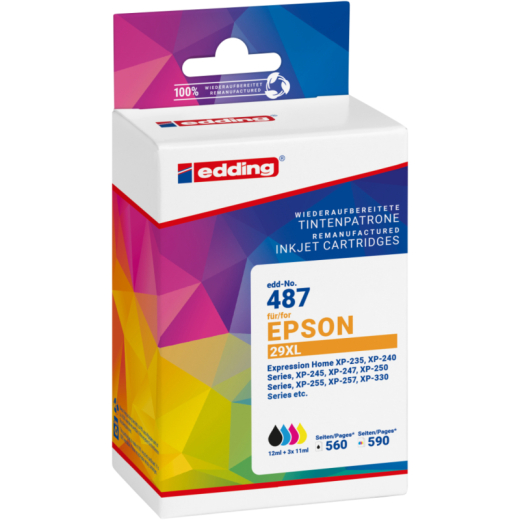 edding Tintenpatrone 18-487-01 wie Epson T29XL sw/c/m/y 4St, - 101054499