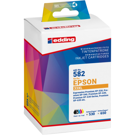 edding Tintenpatrone 18-582 wie Epson T33XL sw/ph.sw/c/m/y 5 St./Pa, - 101014099