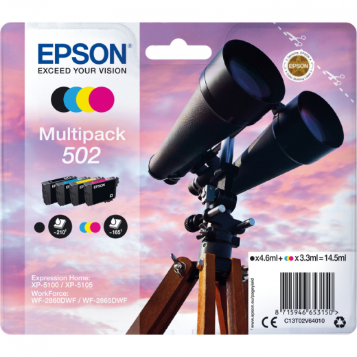 Epson Tintenpatrone C13T02V64010 502 sw/c/m/y 4 St./Pack., - EPST02V64010