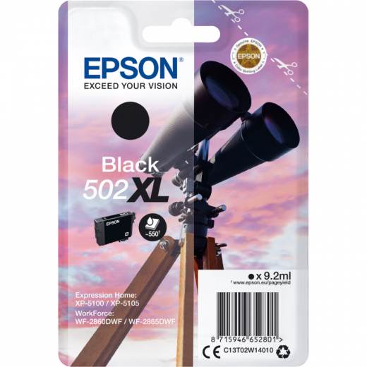 Epson Tintenpatrone C13T02W14010 502XL 550Seiten schwarz, - EPST02W14010